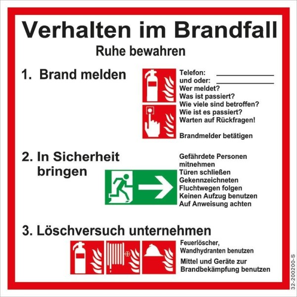 Aushang-Schild "Verhalten im Brandfall"